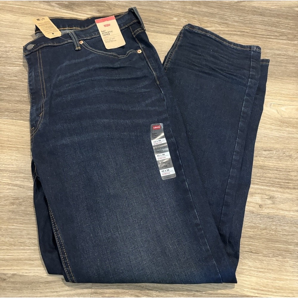 NWT Men's Levi's 541 Athletic Taper Denim Jeans 42x36 Stretch NEW Dark Wash Blue